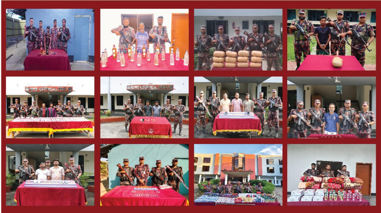 স্বর্ণ, মাদকদ্রব্য এবং অন্যান্য চোরাচালানী পণ্যসহ যশোর সীমান্তে ৪৯ জন চোরাকারবারী আটক