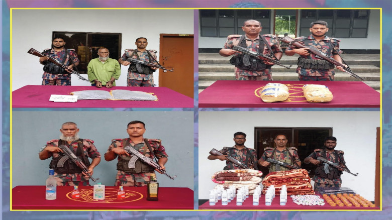 বেনাপোলে বিজিবির অভিযানে মাদকদ্রব্য ও চোরাচালান পণ্যসহ আটক -১