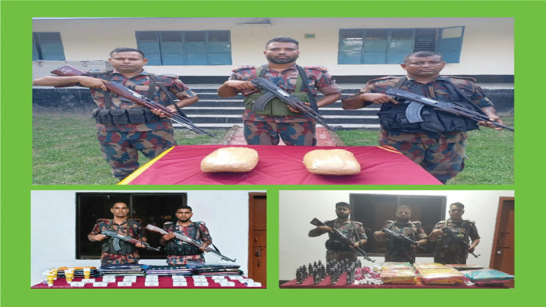 যশোরের বেনাপোল সিমান্তে বিজিবির অভিযানে মাদকদ্রব্য ও চোরাচালান পণ্য আটক