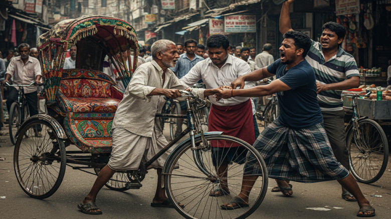 ছিনতাইকারীর থাবা থেকে রিকশা রক্ষায় চিৎকার, জনতার হাতে ধরা পড়ল যুবক