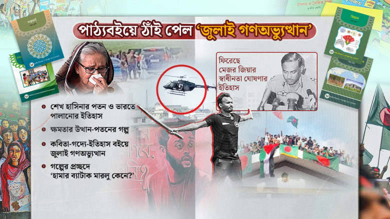 ‘হেলিকপ্টার থেকে গুলি’ ও ‘হাসিনার পালানো’ এখন মাধ্যমিকের বইয়ে