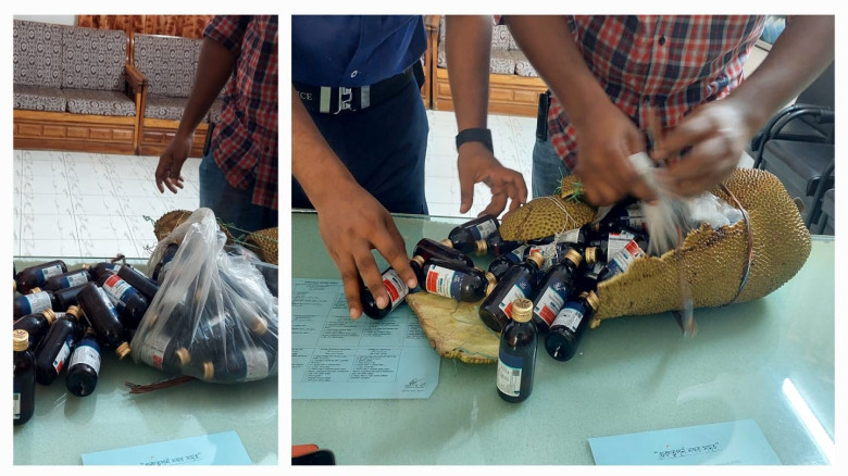 কাঁঠালের ভিতর নিষিদ্ধ উইনকোরেক্স সিরাপ পাচারের সময...