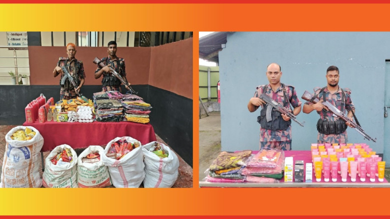 যশোর সীমান্তে সাড়ে ৯ লাখ টাকার চোরাচালানি পণ্য আটক করেছে বিজিবি ​