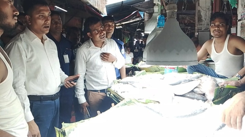যশোরের বড় বাজারে ইলিশের আড়তে জরিমানা